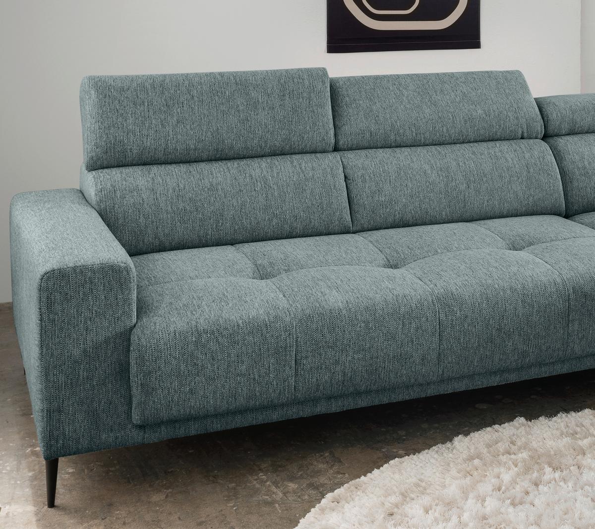 Ecksofa Intera, Mintgrau S: 276x188 Cm - Mintgrau/Schwarz, KONVENTIONELL, Textil (276/188cm) - Livetastic