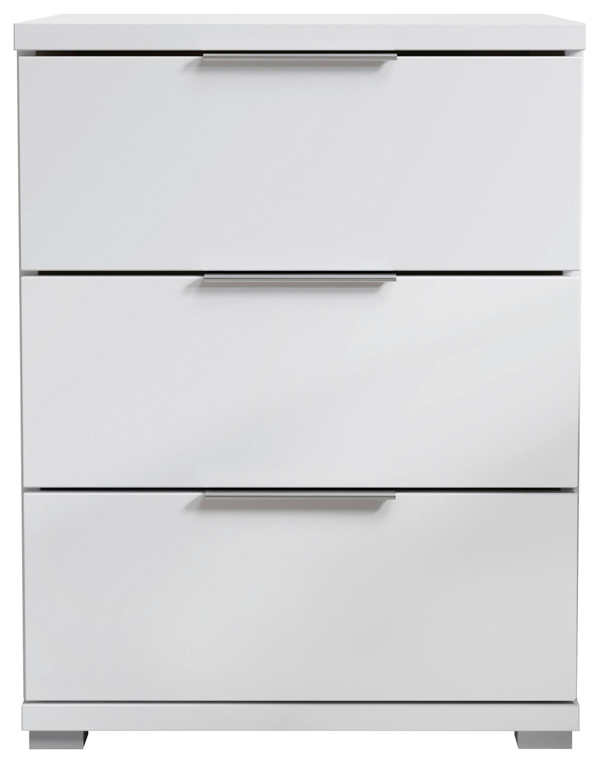 Nachtkästchen Smilla 3l W - Alufarben/Weiß, KONVENTIONELL, Holzwerkstoff (46/61/42cm)