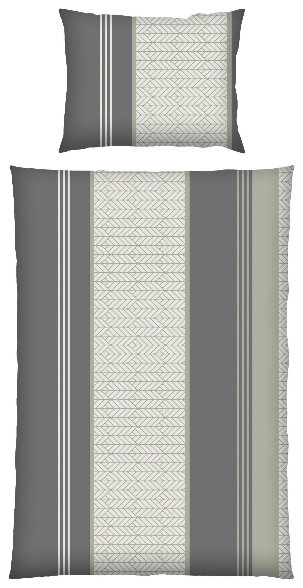 Bettwäsche Susi - Grau/Grün, KONVENTIONELL, Textil - Ondega