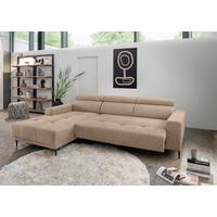 Ecksoga Intera Hellbraun S: 188x276 Cm - Hellbraun/Schwarz, KONVENTIONELL, Textil (188/276cm) - Livetastic