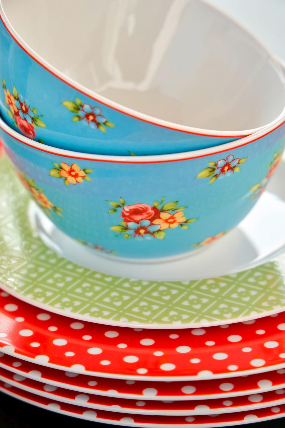 Kombinovaný servis 16-dielny - modrá/žltá, keramika (32/31,5/33cm) - Creatable