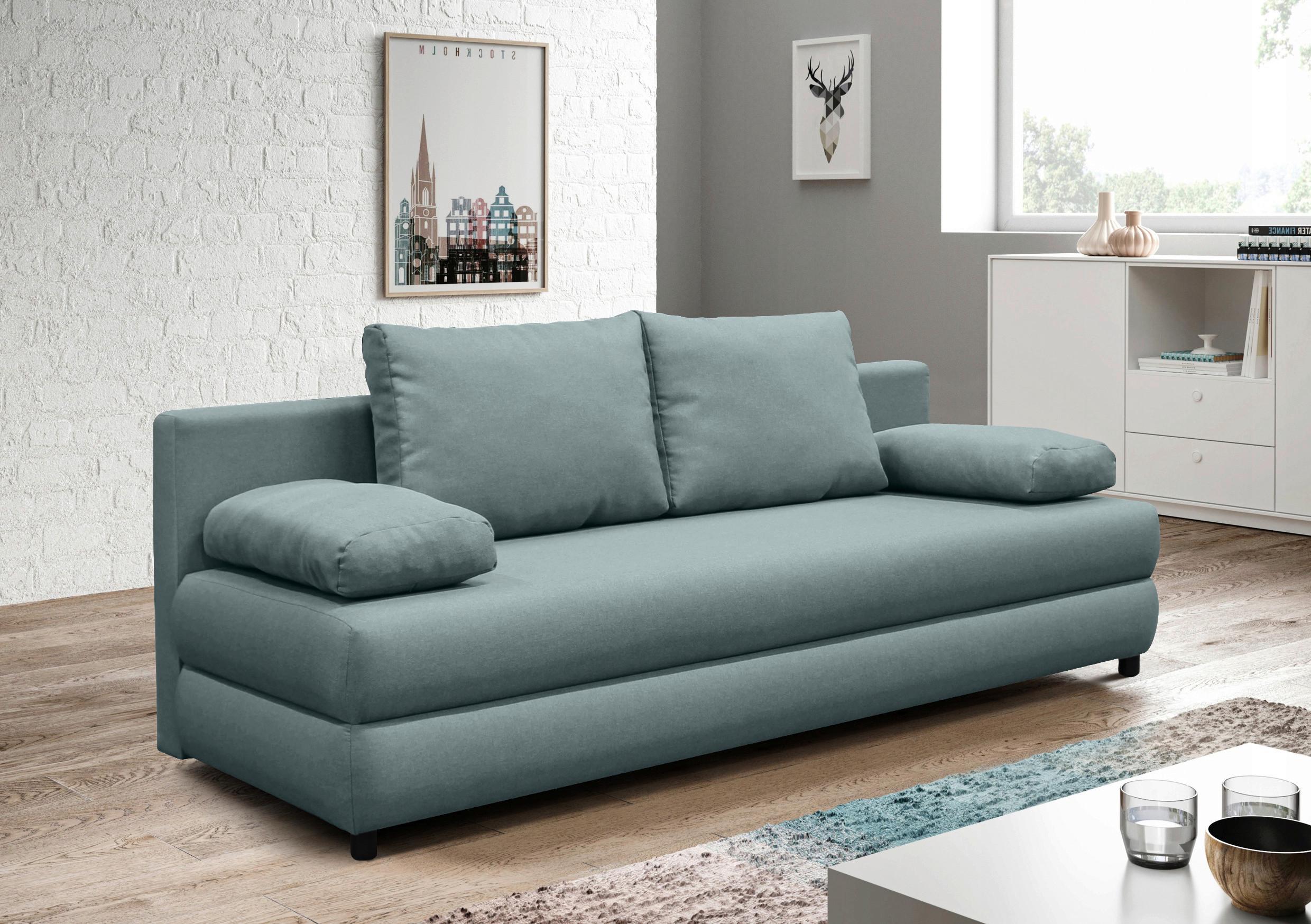 Schlafsofa Mela Mintgrün B: 200 Cm - Schwarz/Mintgrün, Design, Textil (200/88/87cm) - P & B