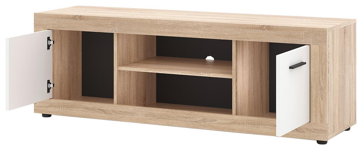 TV díl LUNA bílá/sonoma - bílá/černá, Design, kompozitní dřevo/plast (140/48/40cm) - MID.YOU