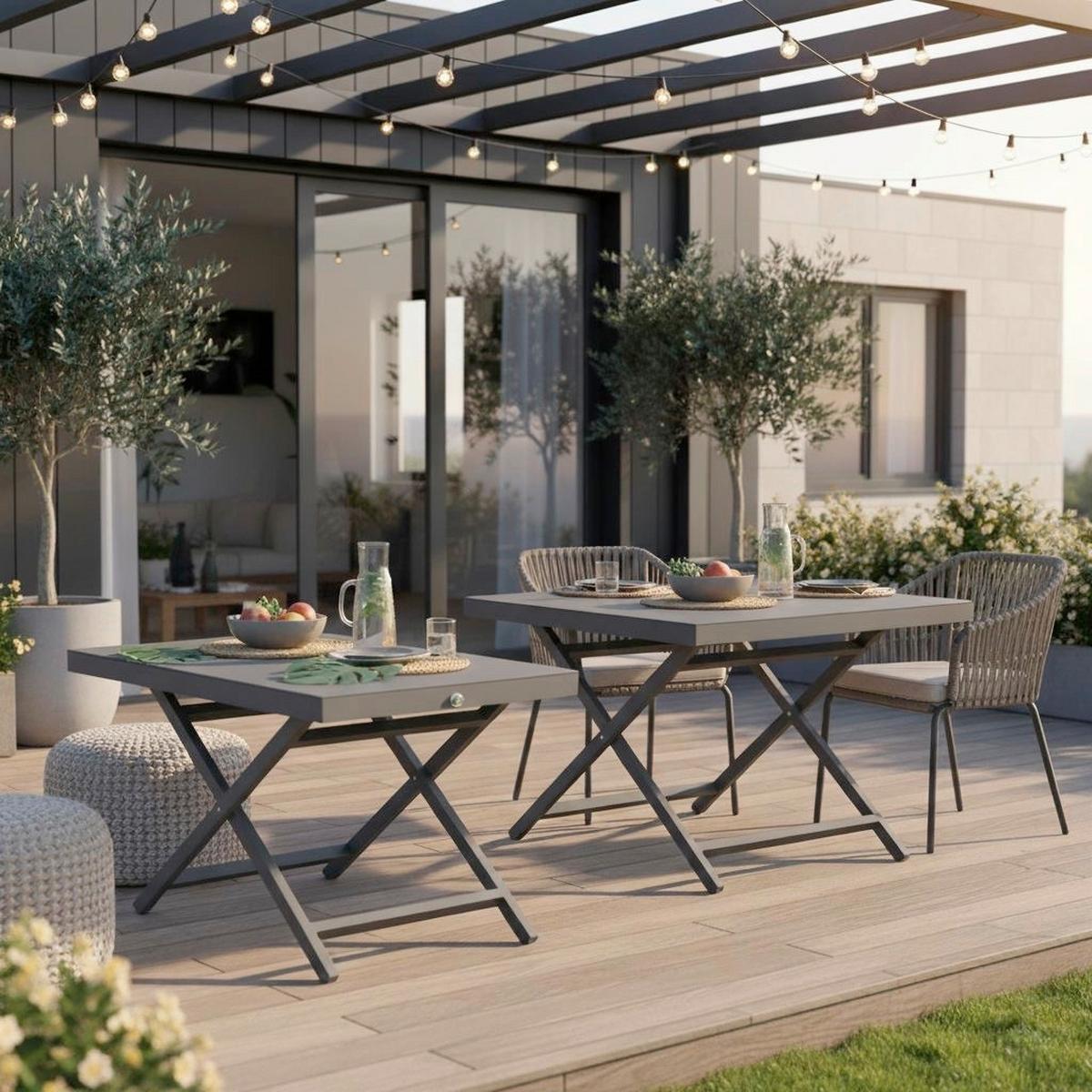 Loungetisch Merino Designo - Anthrazit, MODERN, Kunststoff/Metall (110/62/60cm) - Gardenson