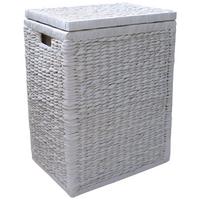 Koš na prádlo TOBI I - bílá, Romantický / Rustikální, dřevo/textil (44/58/32cm) - Zandiara