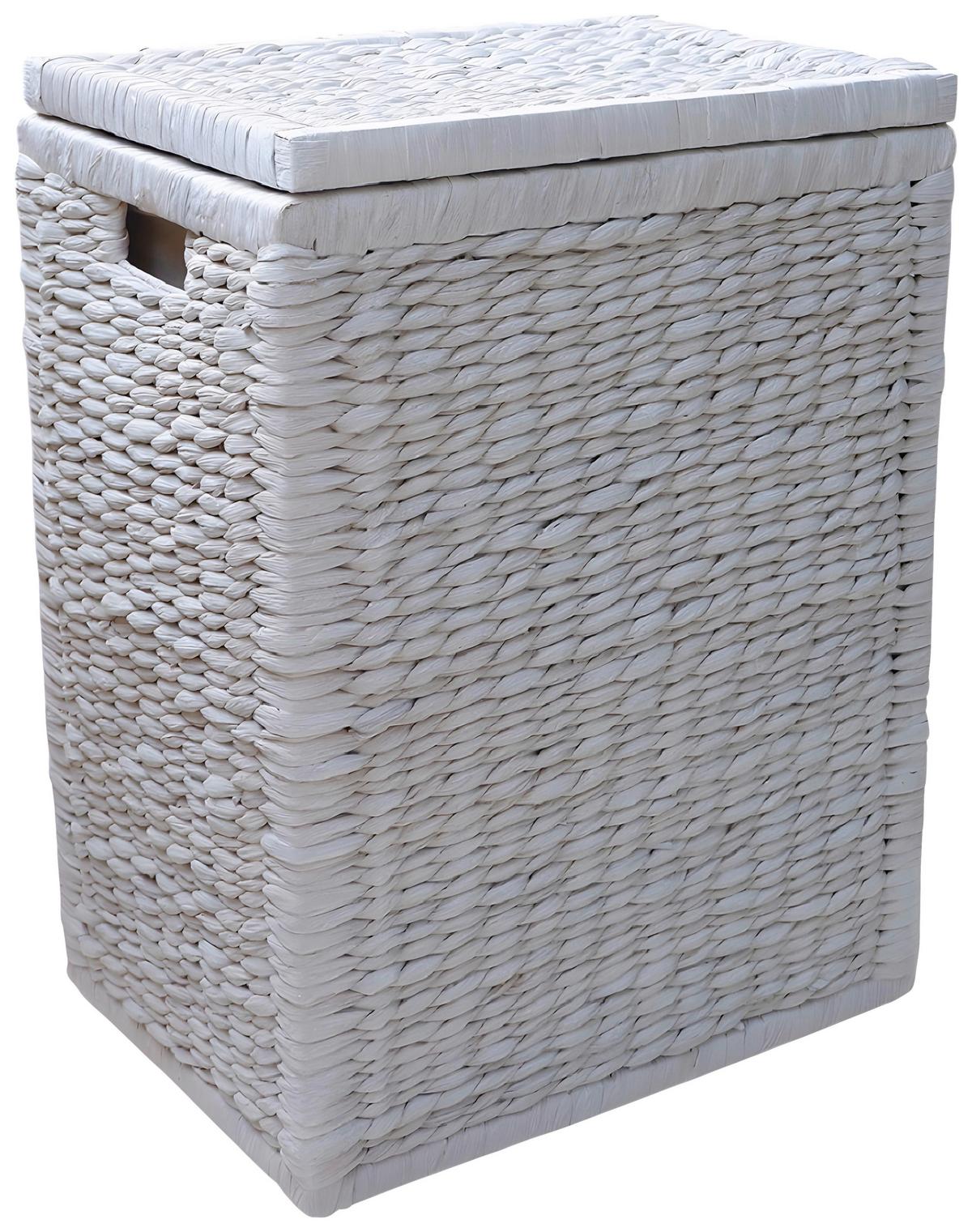 Koš na prádlo TOBI I - bílá, Romantický / Rustikální, dřevo/textil (44/58/32cm) - Zandiara