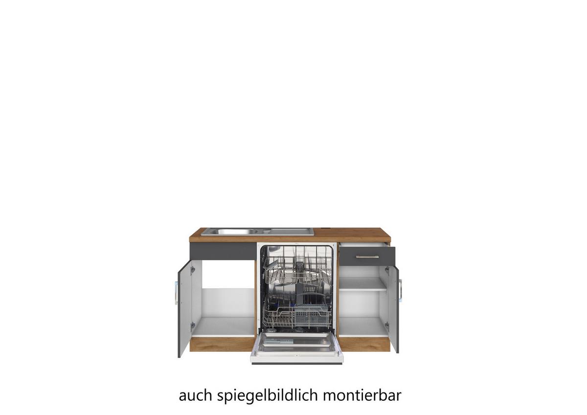 Eckküche Winkelblock Mit Geräte 270x210 cm Anthrazit - Anthrazit/Eiche Wotan, MODERN, Holzwerkstoff (210/270cm) - Held
