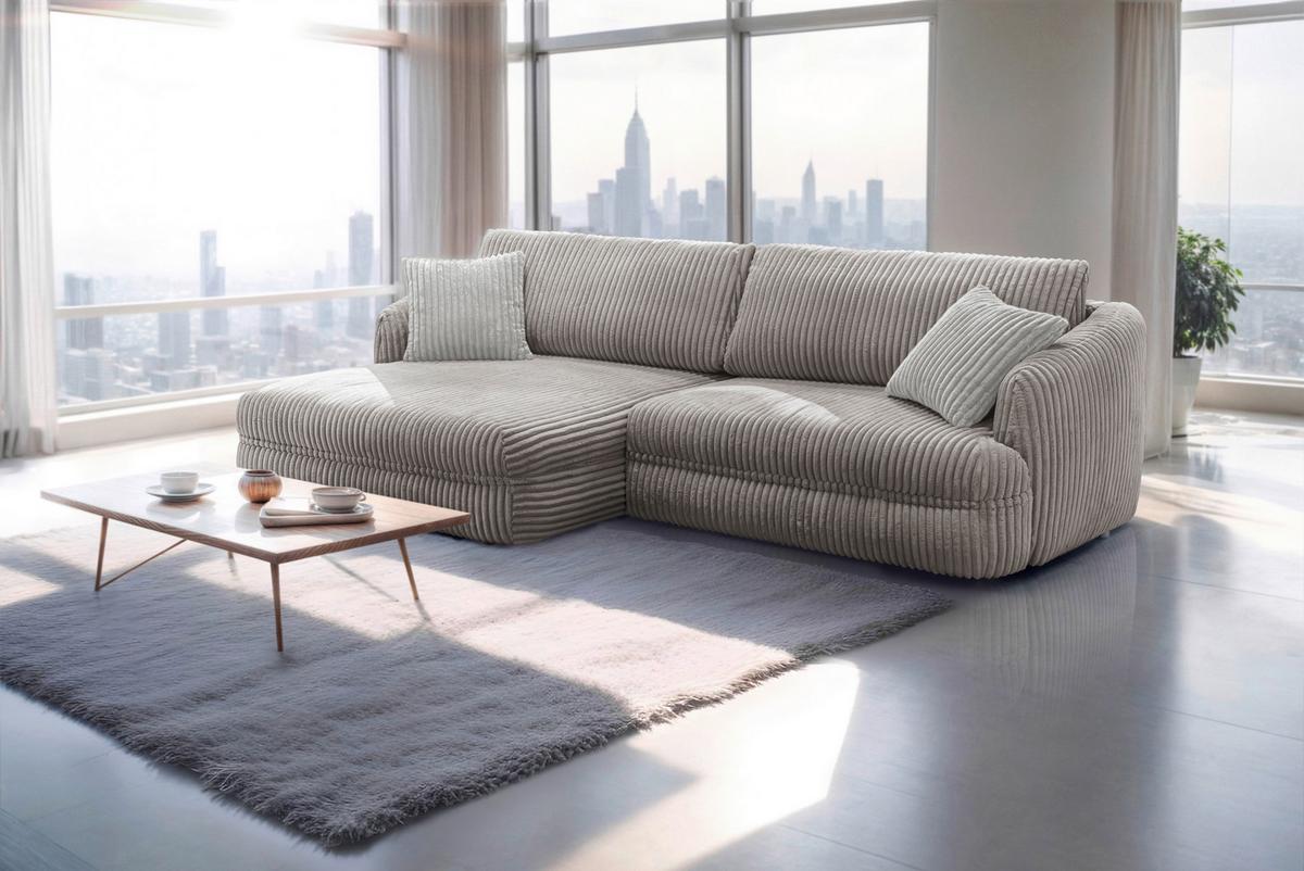 Ecksofa Lush, Taupe Schenkel: 161x284 cm - Taupe/Silberfarben, Design, Textil (161/284cm) - Livetastic