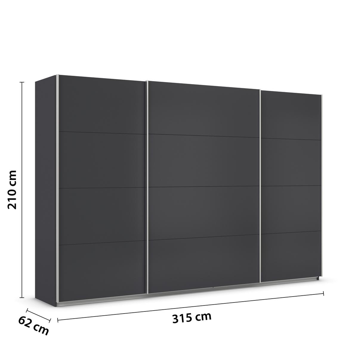 Tolóajtós Szekrény Feldkirch 315/210 Cm - antracit, Modern, faalapú anyag (315/210/62cm)