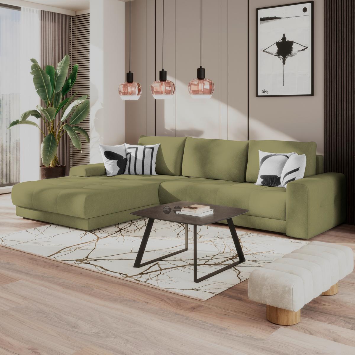 Ecksofa Adria Grün, S: 213x308 cm - Grün, Trend, Textil (213/308cm) - Luca Bessoni