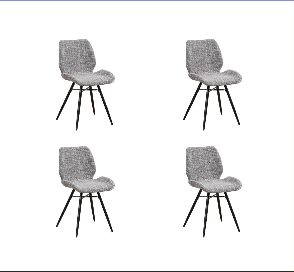 Stuhl-Set Barron Grau B: 47 cm - Schwarz/Grau, MODERN, Textil/Metall (47/82/55cm) - MID.YOU