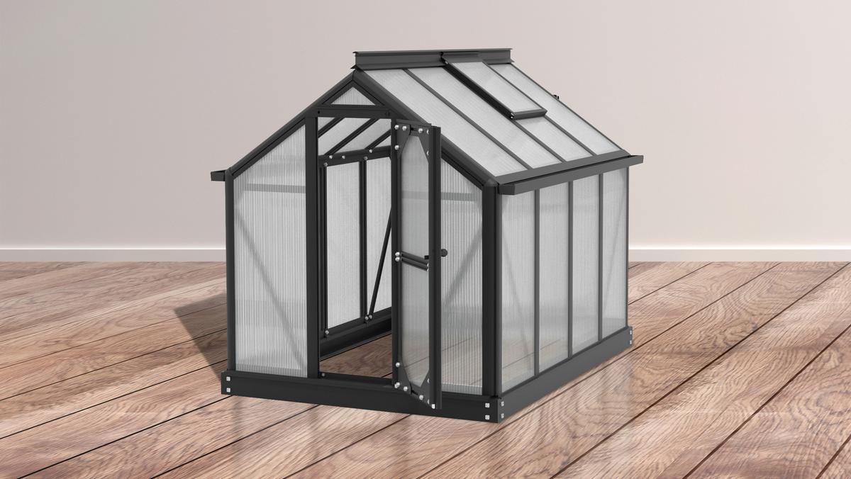 Mini-Gewächshaus Merlin Schwarz Metall H: 106,5 cm - Schwarz, Basics, Metall (87,2/106,5/120cm)