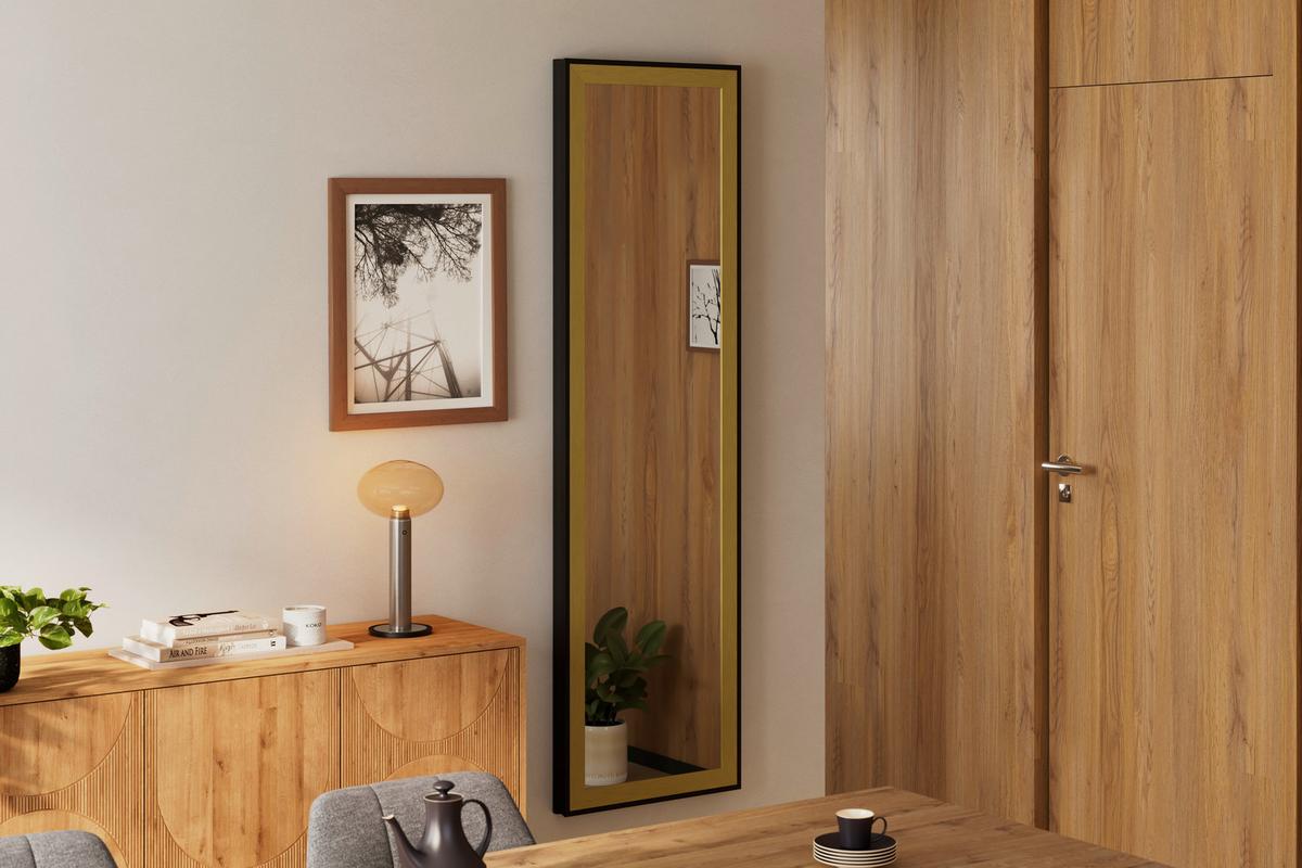 Spiegel Bianka Schwarz/Goldfarben B: 183 cm - Goldfarben/Schwarz, MODERN, Glas/Holzwerkstoff (183/53cm)