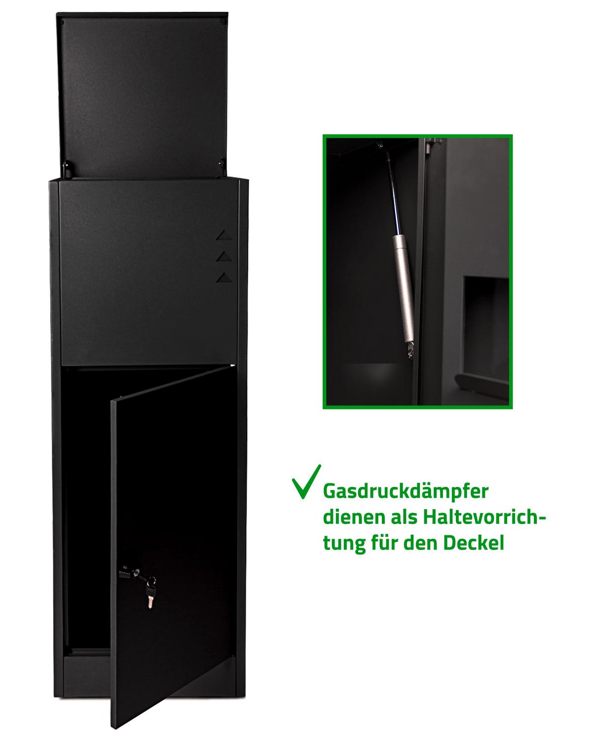 Paketbox Mit 2 Schlüssel Schwarz H: 118,5 Cm - Schwarz, Basics, Metall (39,5/118,5/38,5cm)