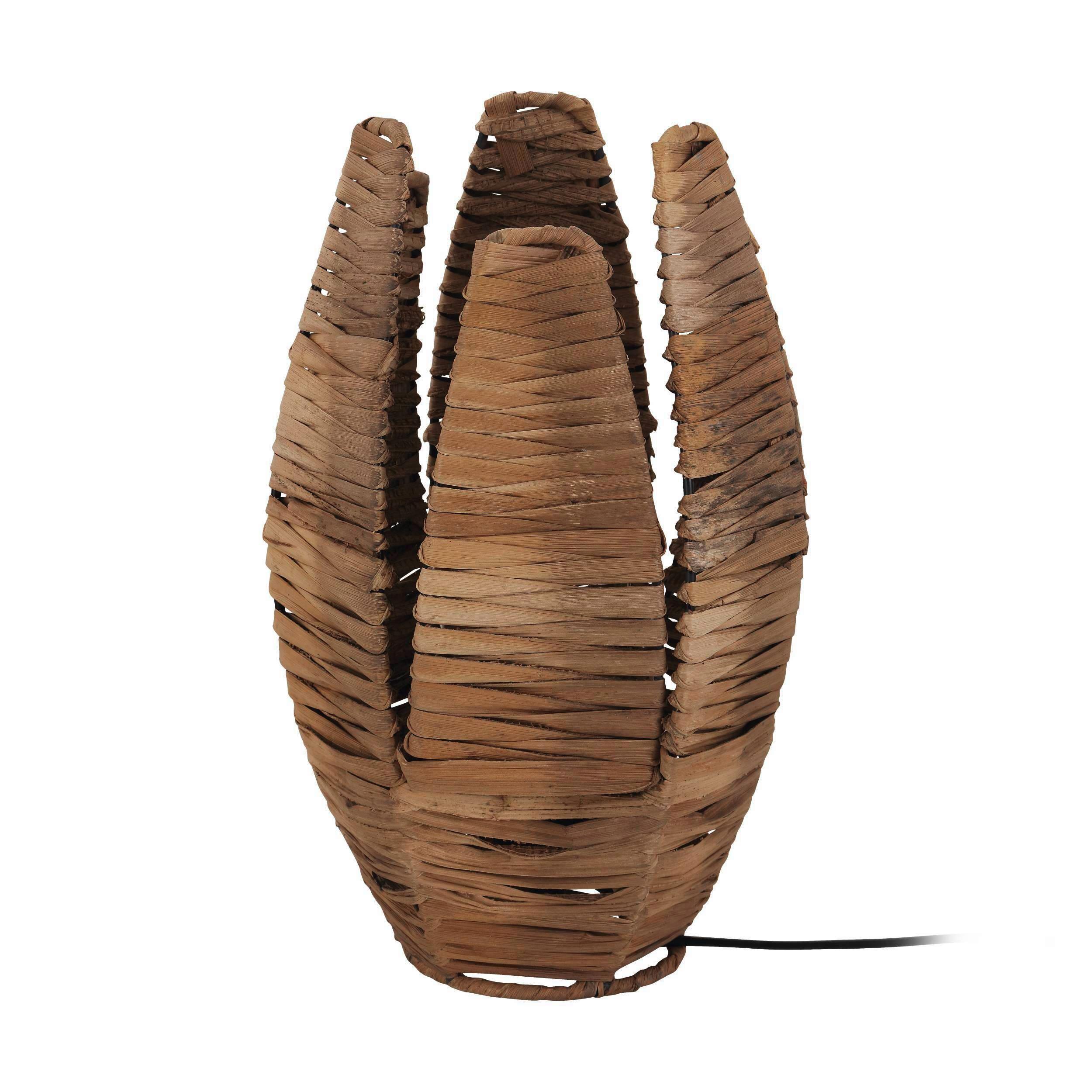 Tischleuchte 43296_mongu 1 - Schwarz/Braun, Natur, Textil/Metall (18,5/31cm) - Eglo