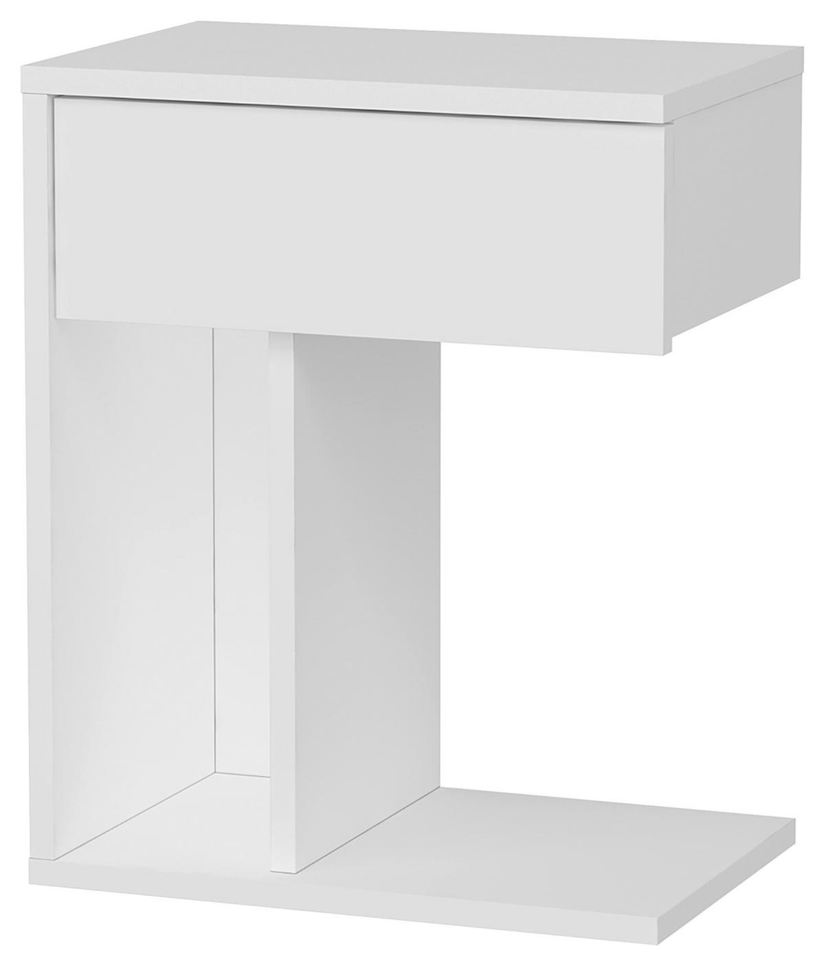 Nachtkästchen Weiß H: 55 Cm, Tyche - Weiß, Design, Holzwerkstoff (44,4/55/29,4cm) - MID.YOU