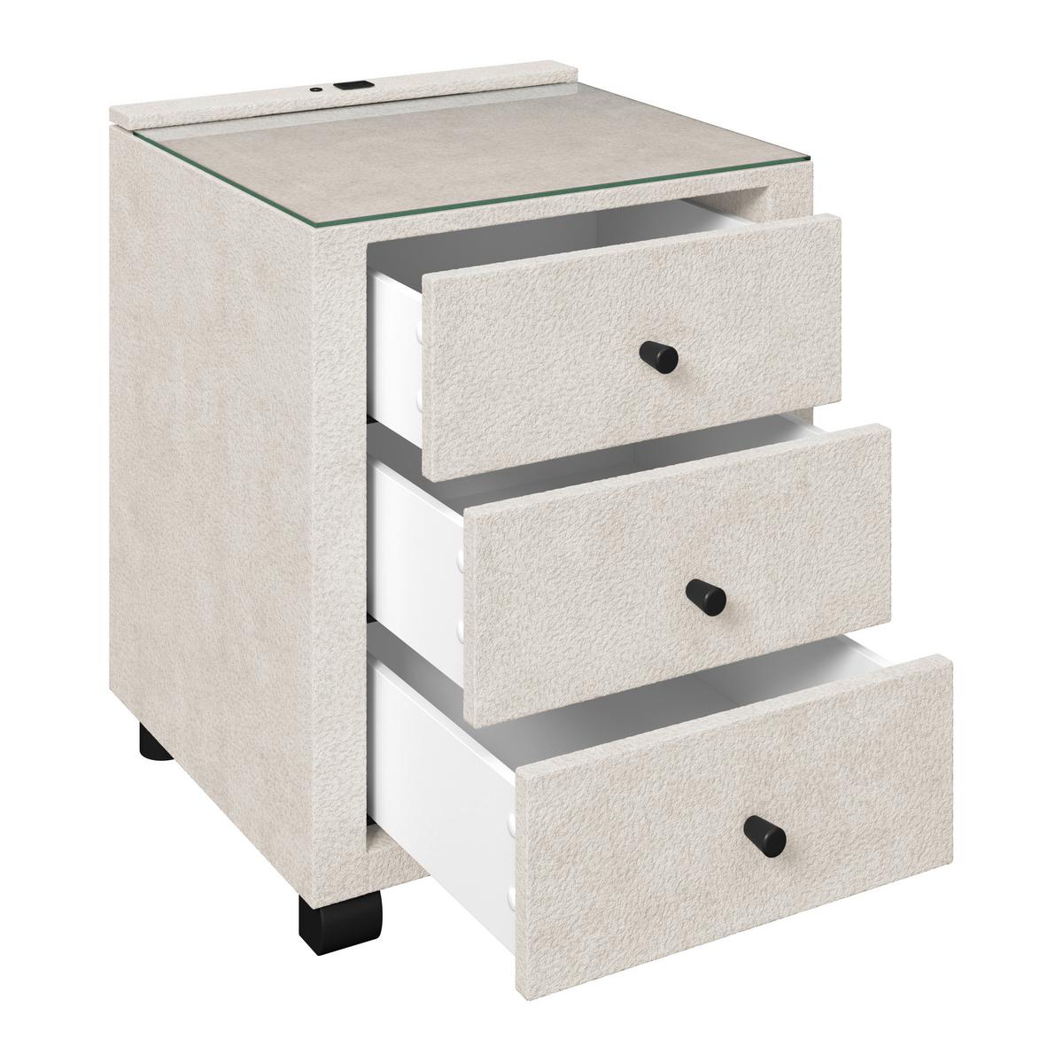 Nachtkästchen Elysia inkl. Beleuchtung B: 48 cm - Beige, Trend, Glas/Holz (48/68/45,5cm) - Luca Bessoni