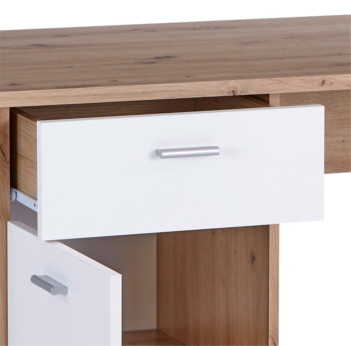 Íróasztal Simon - Artisan tölgy/fehér, Modern, faalapú anyag (120/75,5/60cm)