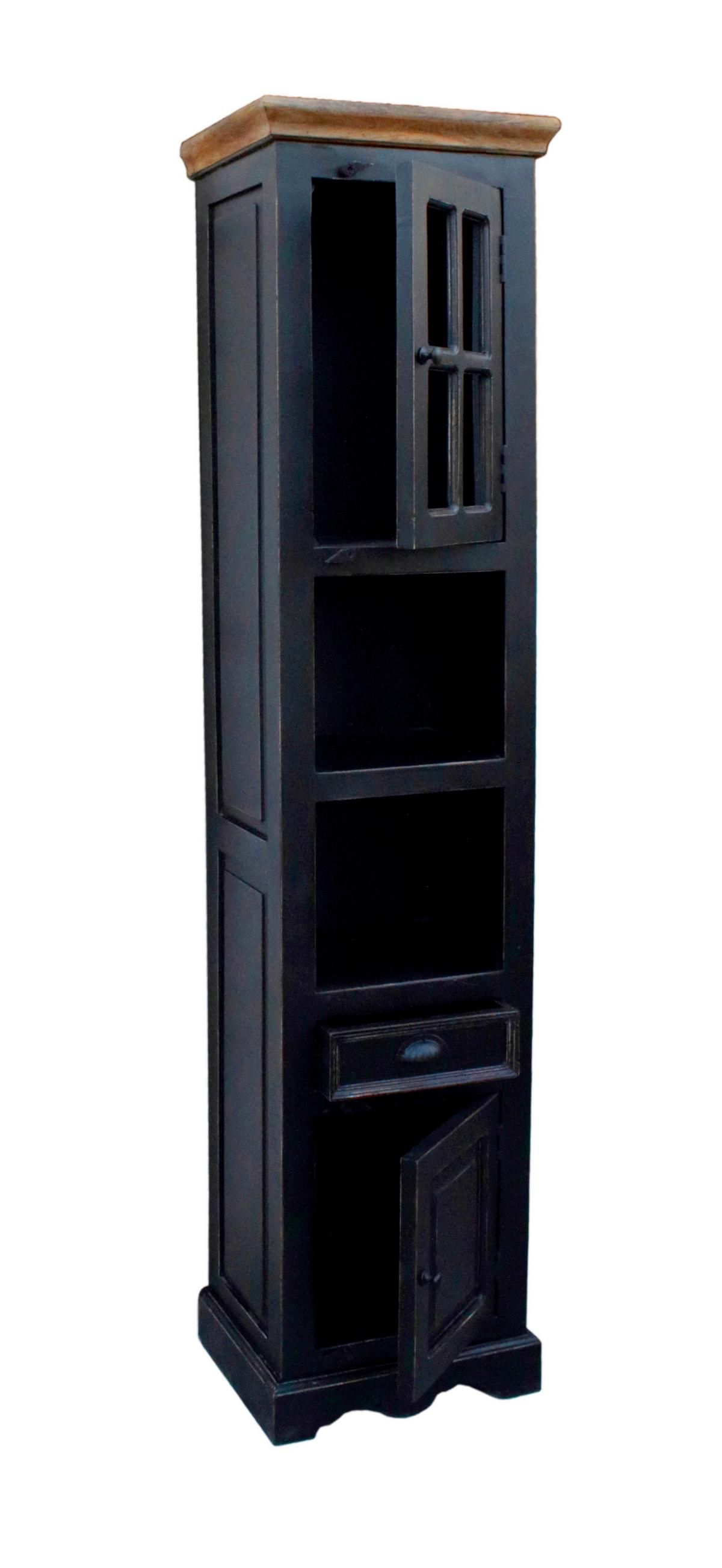 BADEZIMMER Schwarz 5-teilig - Schwarz/Honig, Basics, Holz/Holzwerkstoff - Livetastic