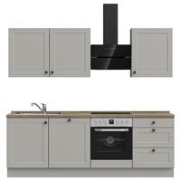 Kuchyňská linka 240 cm, kamenná sivá supermatná - šedá/černá, Moderní, kov/kompozitní dřevo (240cm) - Nobilia