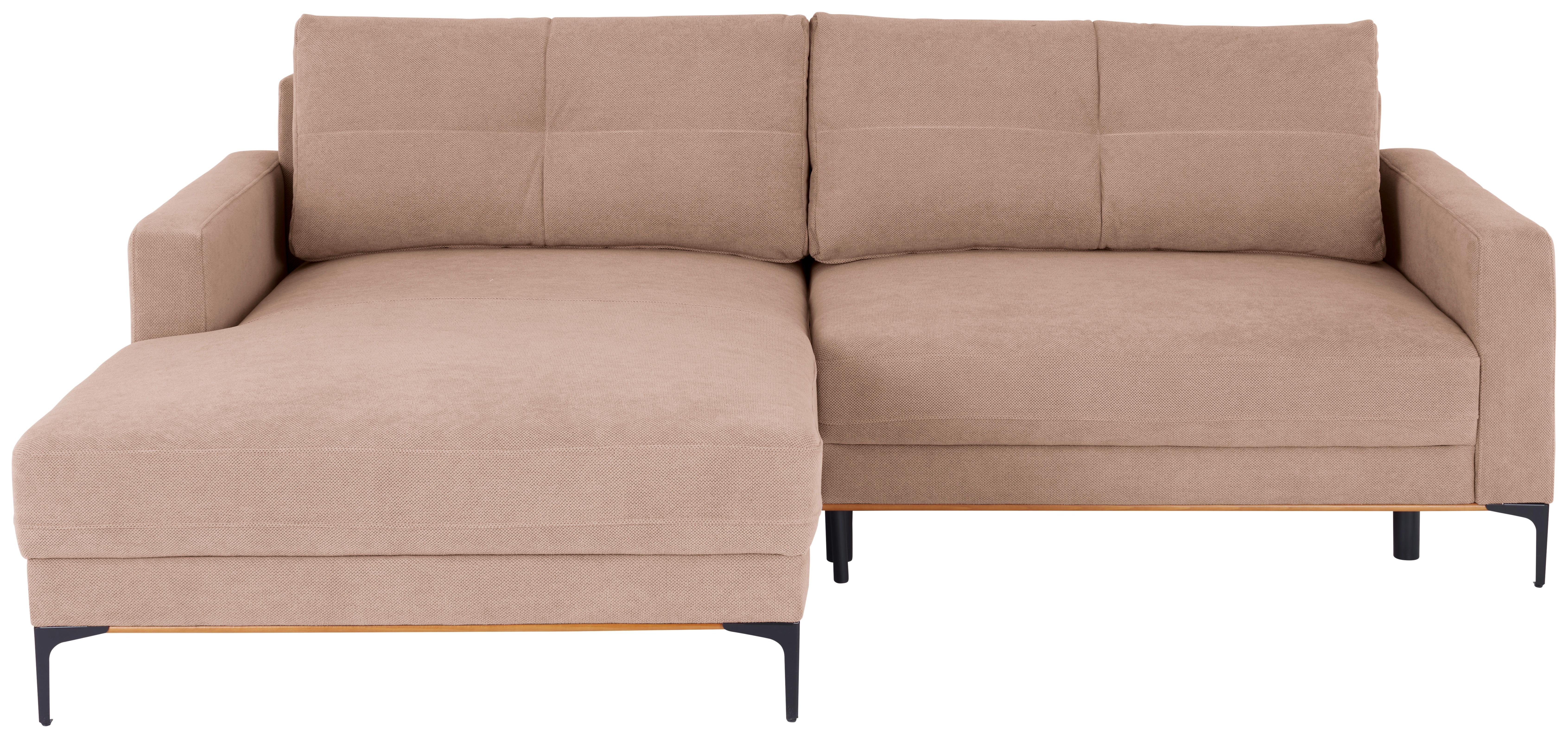 Ecksofa Bergamo - Schwarz/Rosa, MODERN, Textil (162/238cm) - Ondega