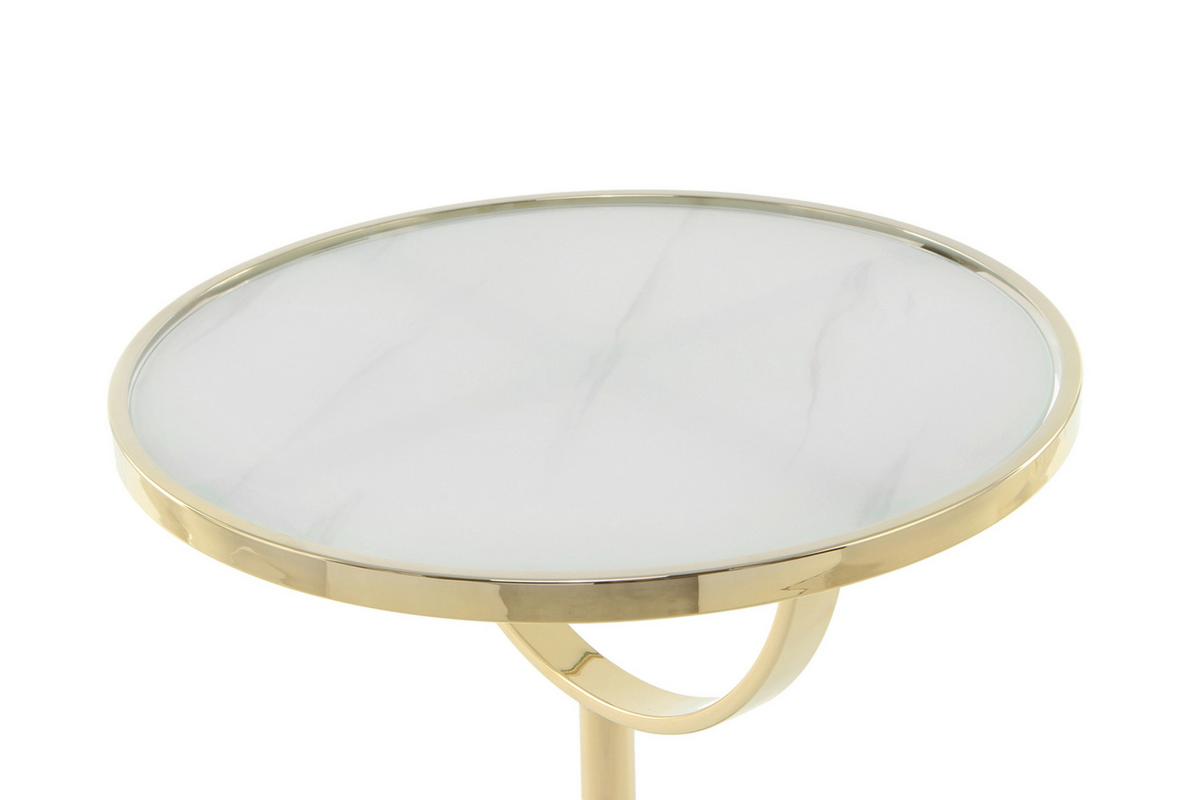 Beistelltisch Rocio 100 Weiss - Design, Glas/Stein (46/54cm) - Kayoom