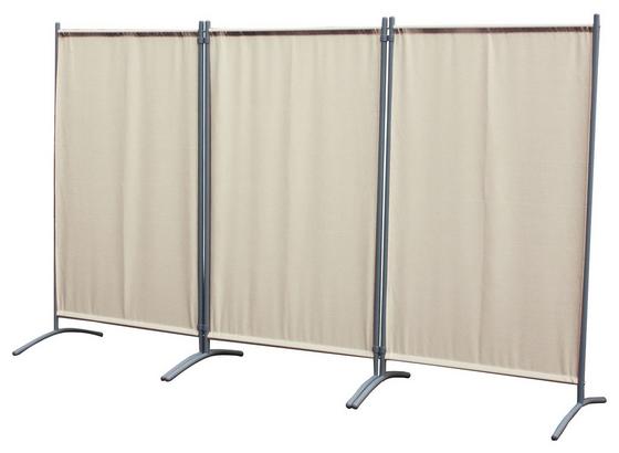 Sichtschutz-Trennwand 3-teilig - Sandfarben/Silberfarben, MODERN, Kunststoff/Metall (258/155/60cm) Sichtschutz-Trennwand 3-teilig - Sandfarben/Silberfarben, MODERN, Kunststoff/Metall (258/155/60cm)