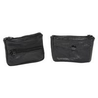 Schlüsselanhängertasche Schwarz mit Geldfach Leder - Schwarz, KONVENTIONELL, Leder (7/11cm)