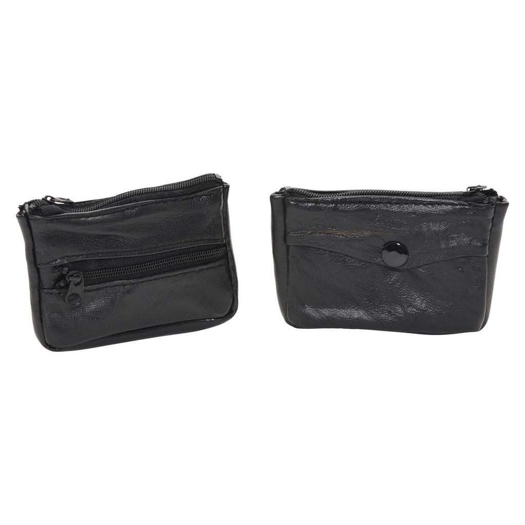 Schlüsselanhängertasche Schwarz mit Geldfach Leder