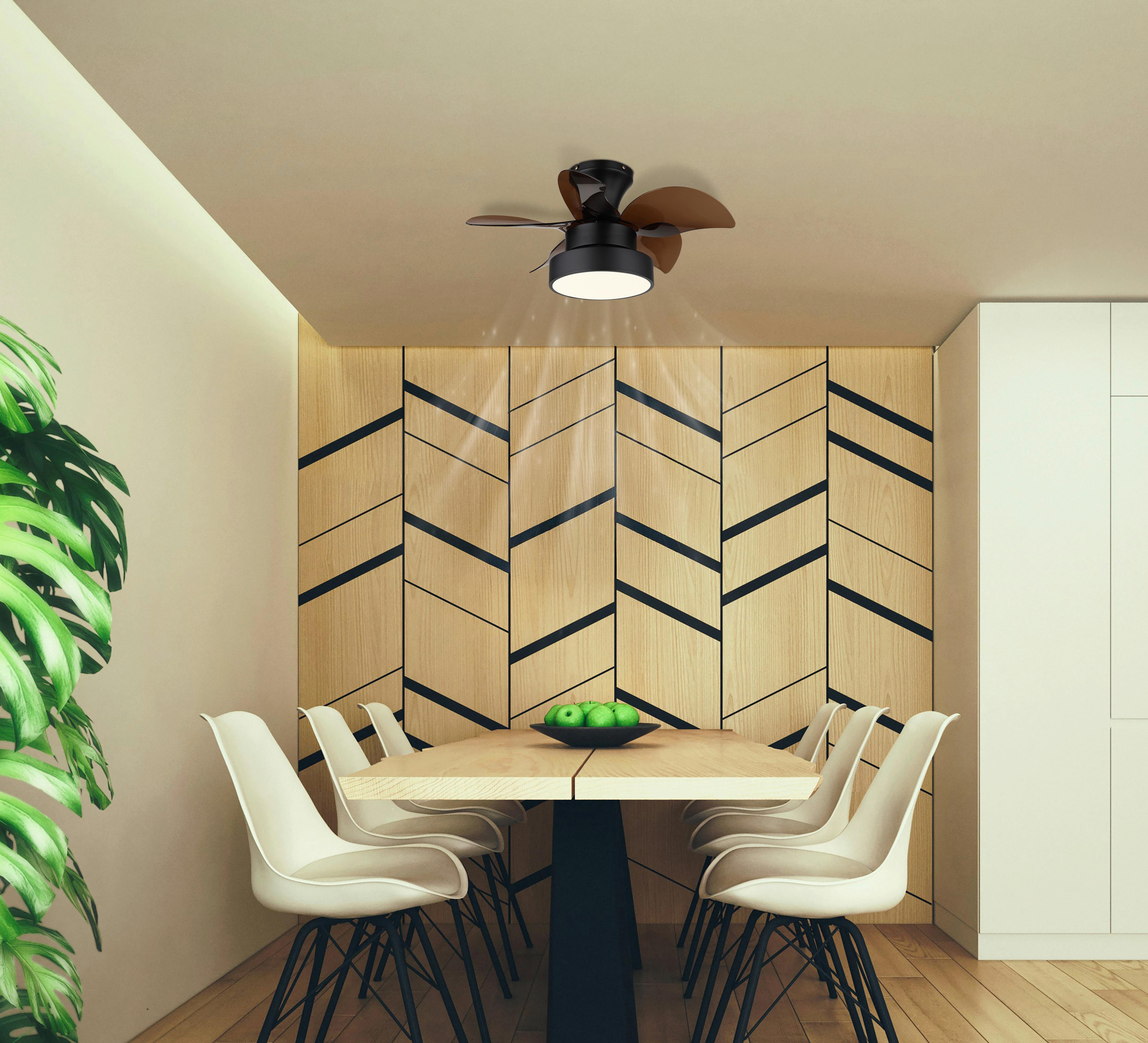 Deckenventilator Kari Opal Schwarz D: 58 cm - Opal/Schwarz, KONVENTIONELL, Kunststoff/Metall (58/27cm) - Globo