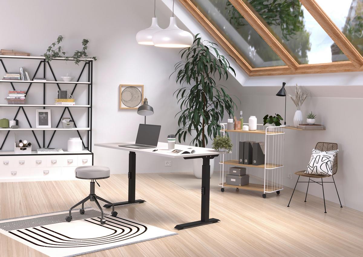 Schreibtisch Schwarz/Kaschmir L: 140cm - Kaschmir/Schwarz, MODERN, Holzwerkstoff/Metall (140/80/68-91cm) - Germania