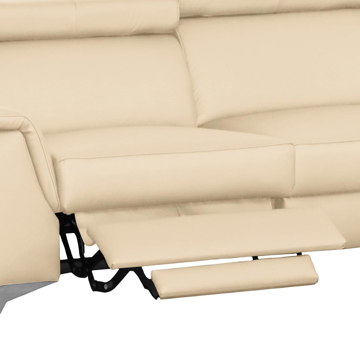 Ecksofa Lince Beige S: 257x197 Cm - Chromfarben/Beige, Design, Leder/Textil (257/197cm) - Livetastic