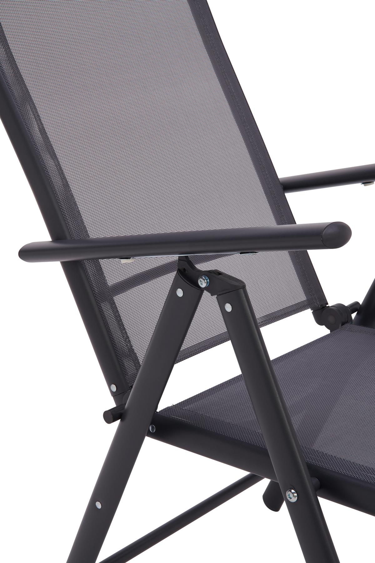 Gartensessel Klappbar Anja Aluminium, Textilene - Anthrazit, MODERN, Textil/Metall (56/106/66cm) - Ondega