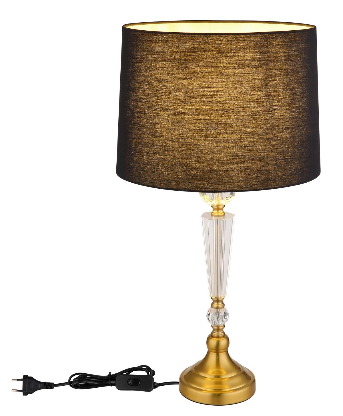 Tischleuchte 24146b - Klar/Messingfarben, KONVENTIONELL, Glas/Textil (35/66cm) - Globo