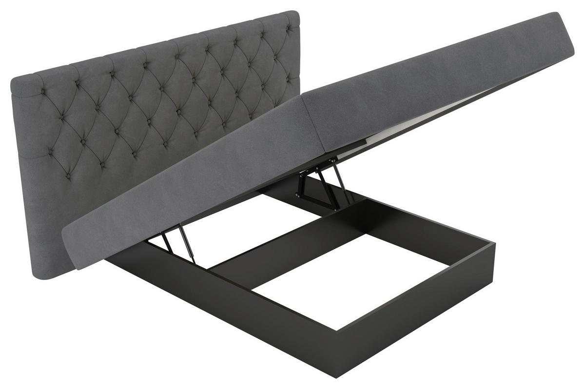 Čalúnená posteľ PEDRO D 120x200 cm, tmavosivá - čierna/tmavosivá, Modern, kov/drevo (120/200cm) - Mömax