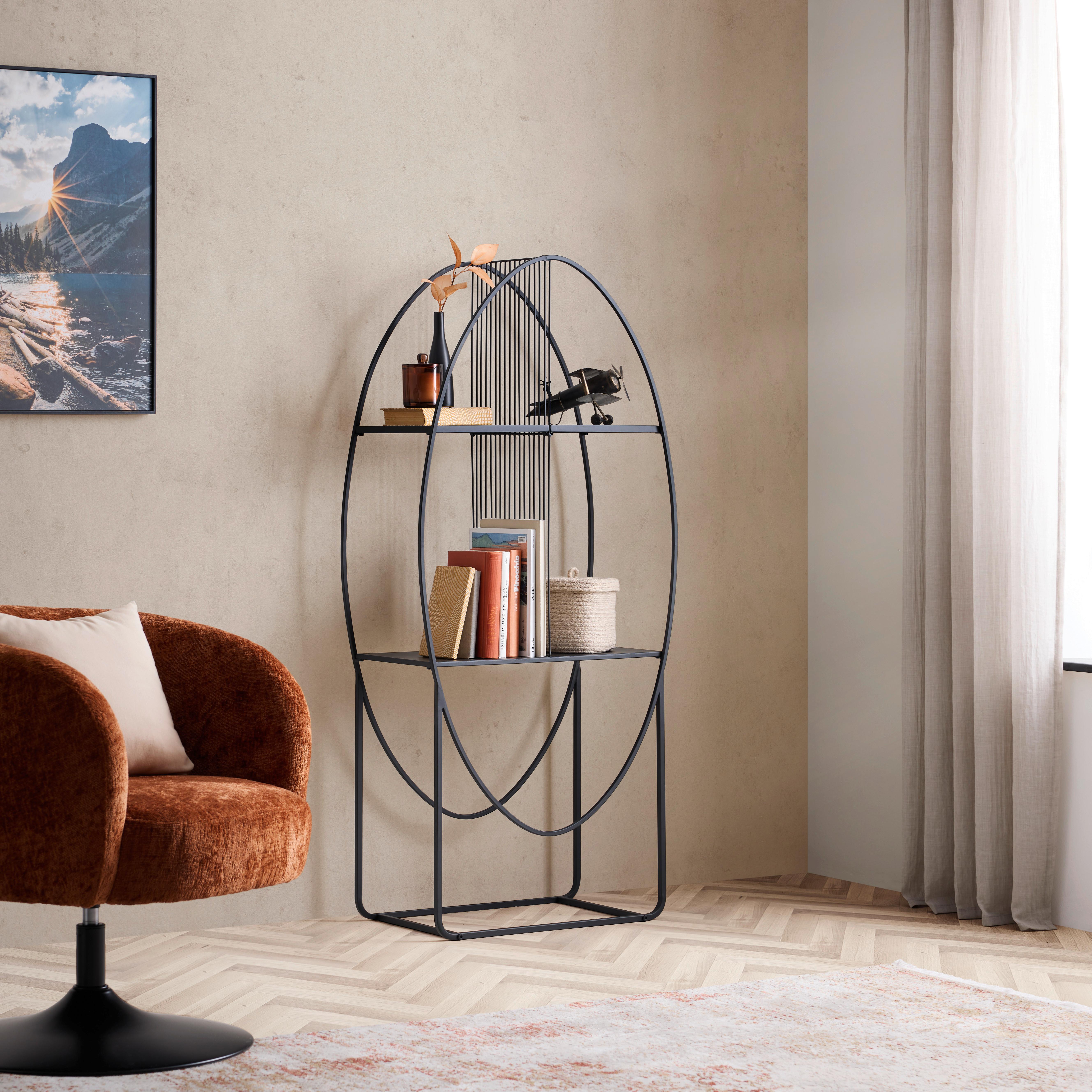 REGÁL CHASE -TREND- - černá, Moderní, kov/sklo (65/140/32cm) - Premium Living