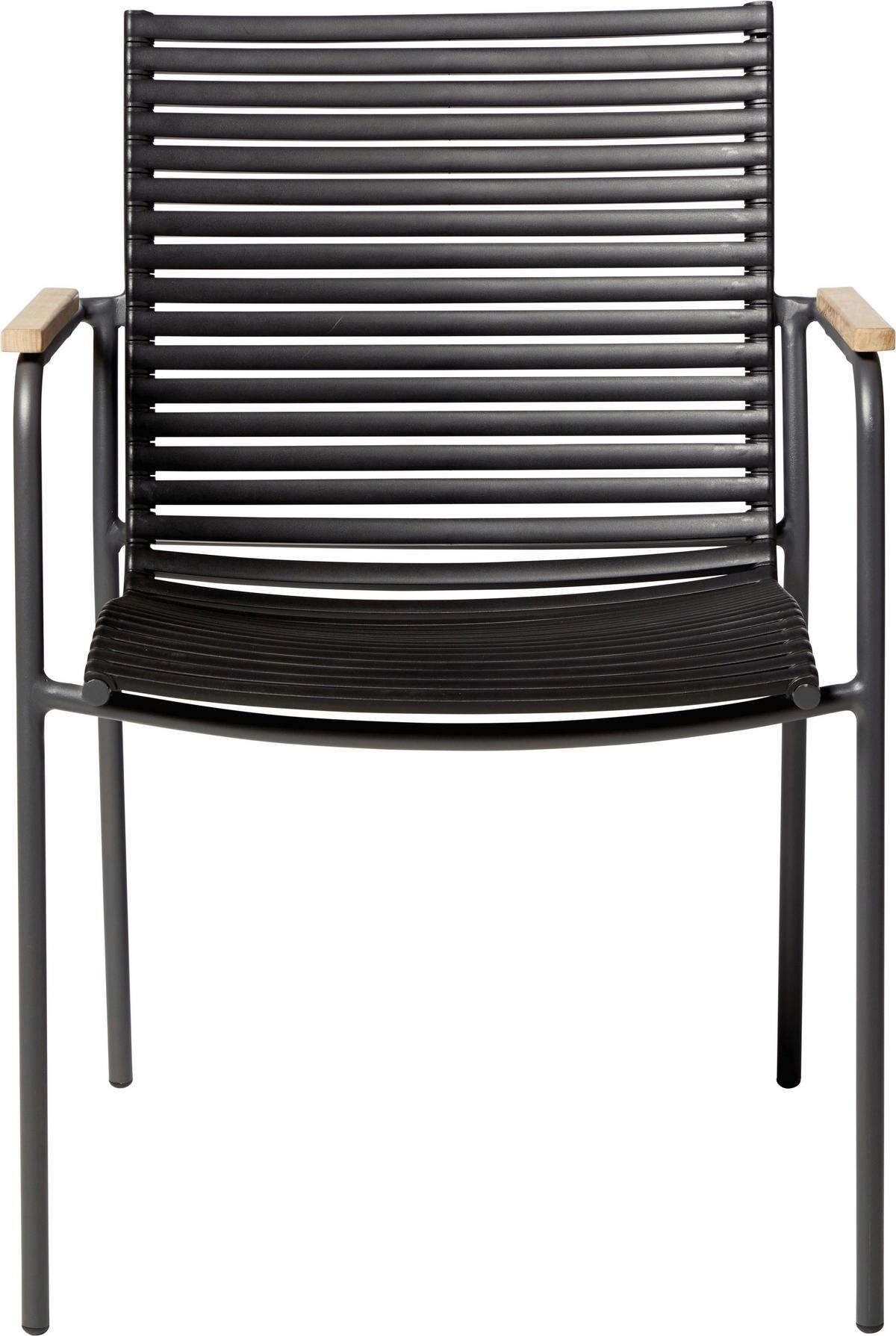 Gartensessel Stapelbar Mood Classic Kunststoff - Anthrazit/Schwarz, KONVENTIONELL, Holz/Kunststoff (60/84/56cm) - Gardenson