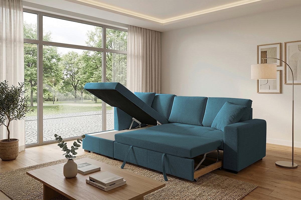 Ecksofa Lukas Blau S: 158x239 Cm - Blau, Trend, Textil (158/239cm)