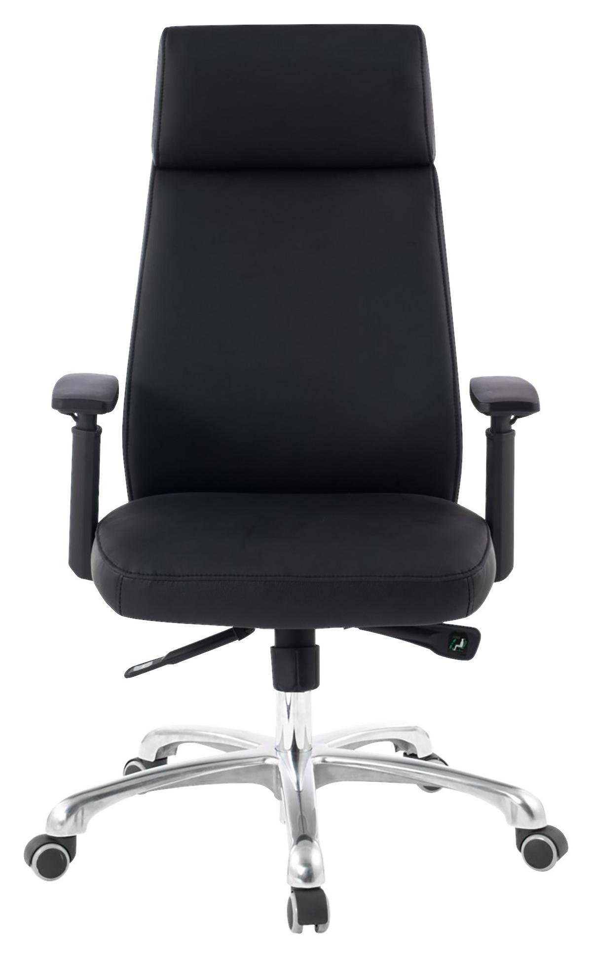 Otočná židle z kůže PORTO černá - černá/barvy hliníku, Moderní, kov/plast (67,5/117,5/67,5cm) - MID.YOU