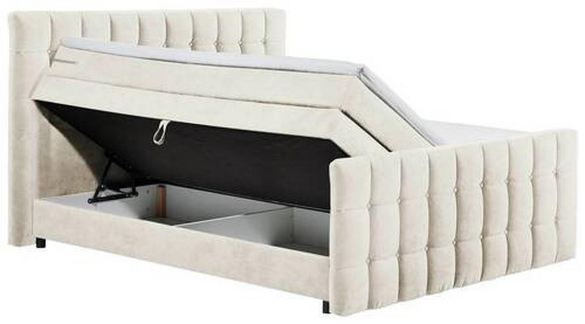 Boxspringbett Mendoza 6 - Creme/Schwarz, MODERN, Holzwerkstoff/Textil (180/200cm) - MID.YOU