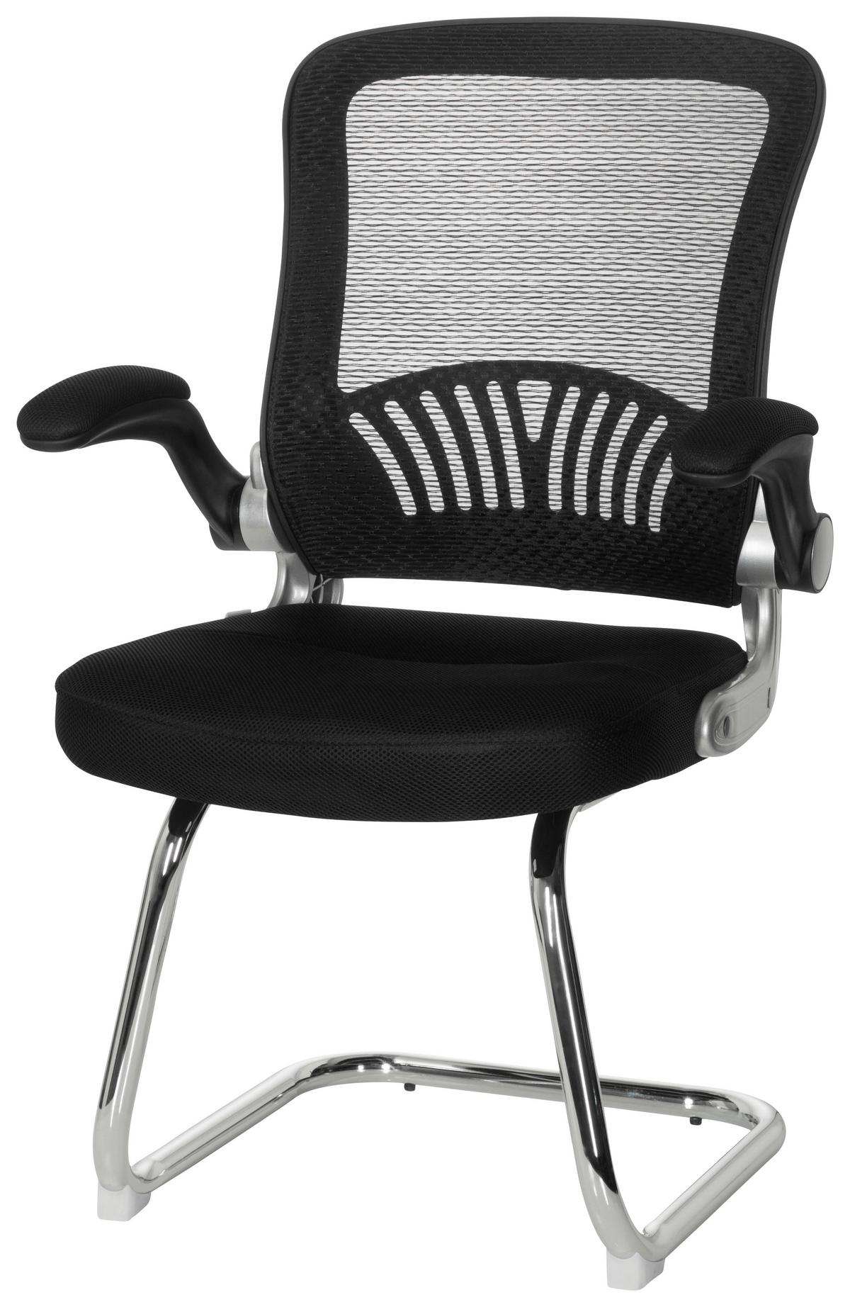 Besucherstuhl Flyer Pro V Schwarz - Chromfarben/Schwarz, MODERN, Textil/Metall (64/103/64cm) - MID.YOU