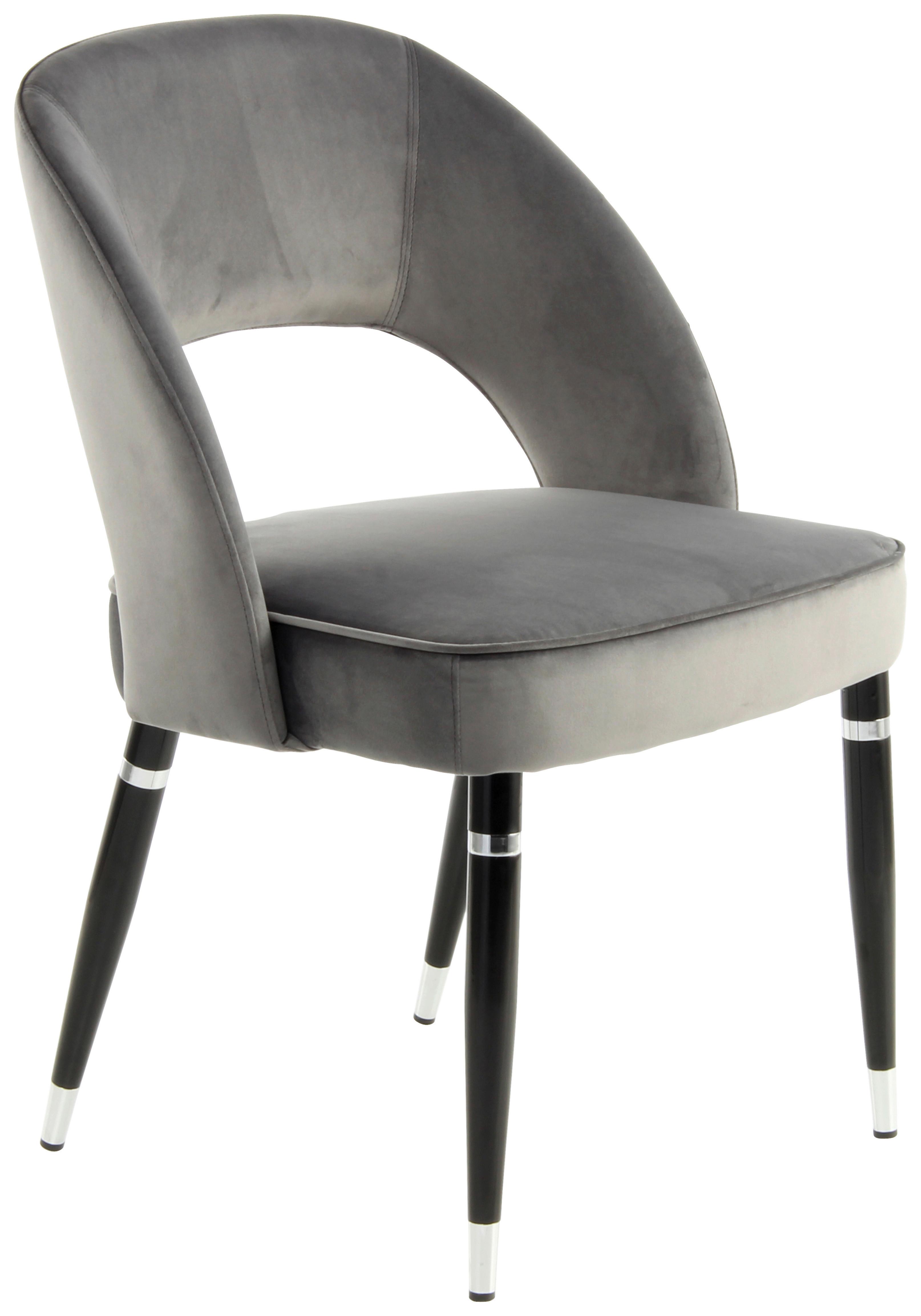 Stuhl-Set Courtney 525 - Silberfarben/Schwarz, MODERN, Textil/Metall (58/83/56cm) - Kayoom