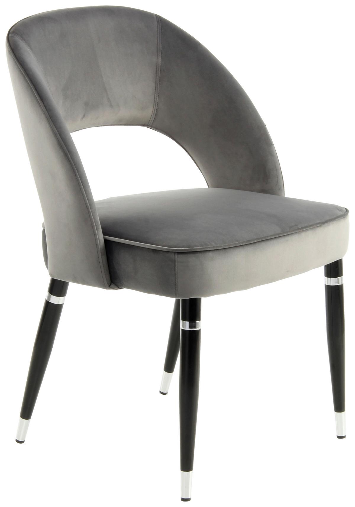 Stuhl-Set Courtney 525 - Silberfarben/Schwarz, MODERN, Textil/Metall (58/83/56cm) - Kayoom