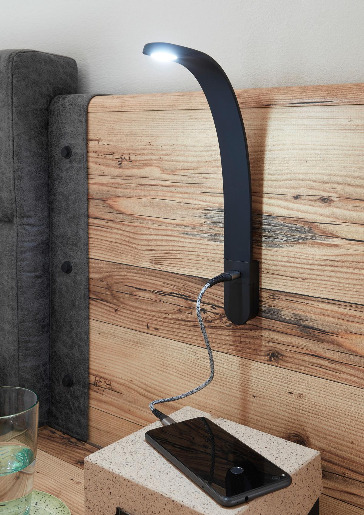 Leselampe Alicante Tageslichtweiß + USB-Anschluss - Schwarz, MODERN, Kunststoff - Luca Bessoni