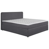 Boxbett mit Matratze& Topper 140x200cm Carrol, Grau - Blau/Schwarz, KONVENTIONELL, Holz/Textil (140/200cm)