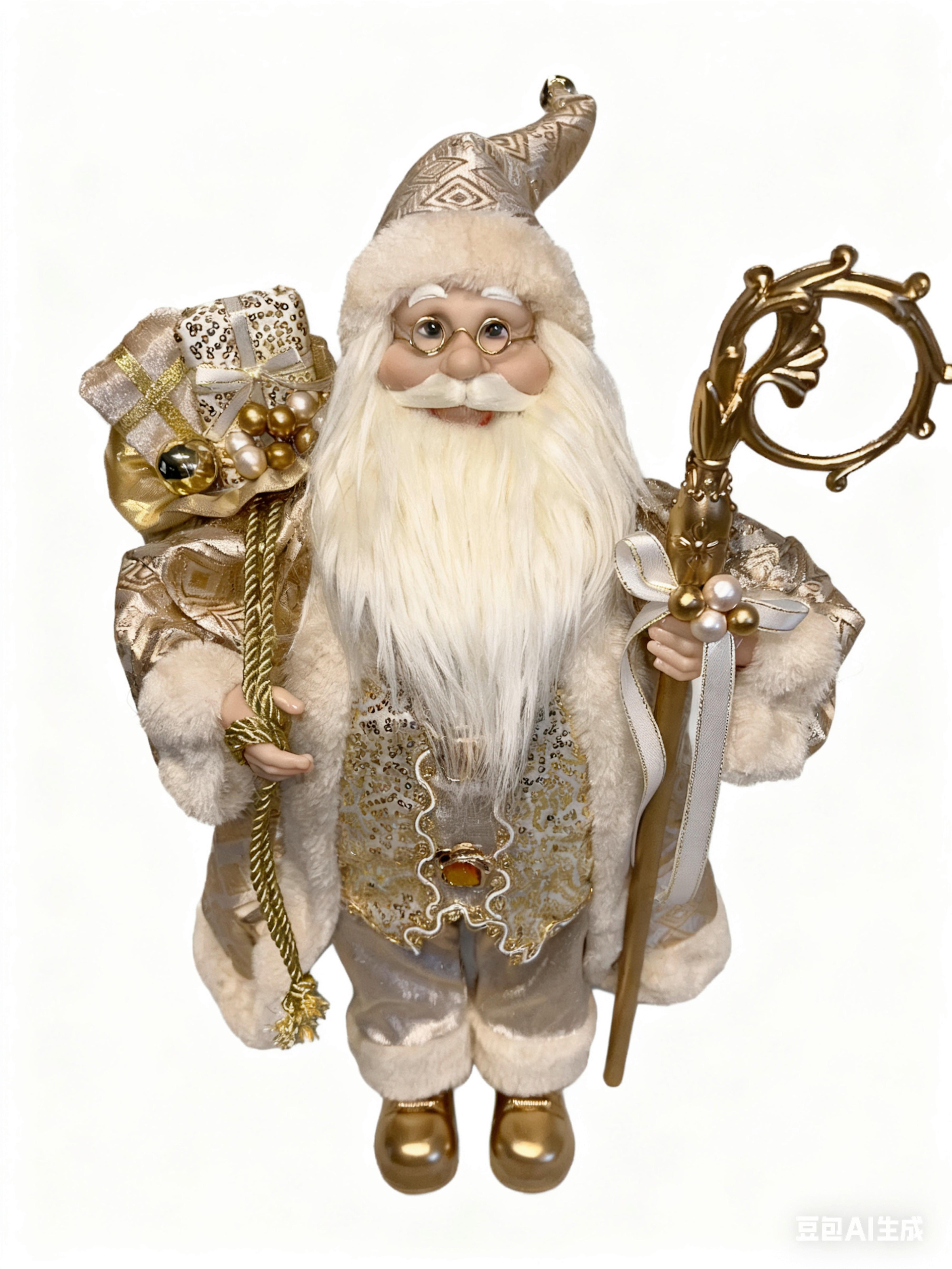WEIHNACHTSMANN Henrik - Goldfarben/Weiß, KONVENTIONELL, Holz/Kunststoff (22/17/45cm) - Luca Bessoni