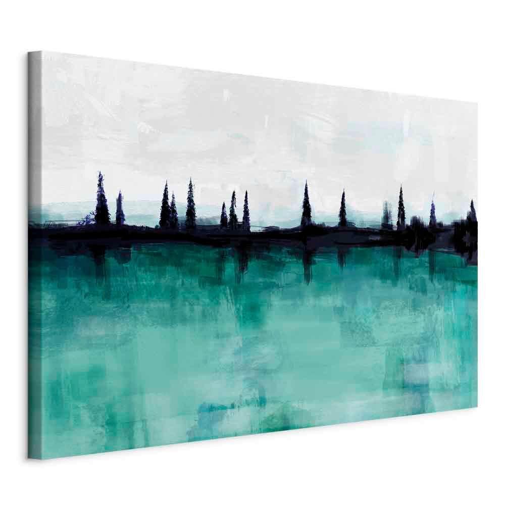 Leinwandbild Mountain Mintgrün Grauweiß B: 120 cm - Grauweiß/Mintgrün, Basics, Holz/Textil (120/80/1.2cm) - artgeist