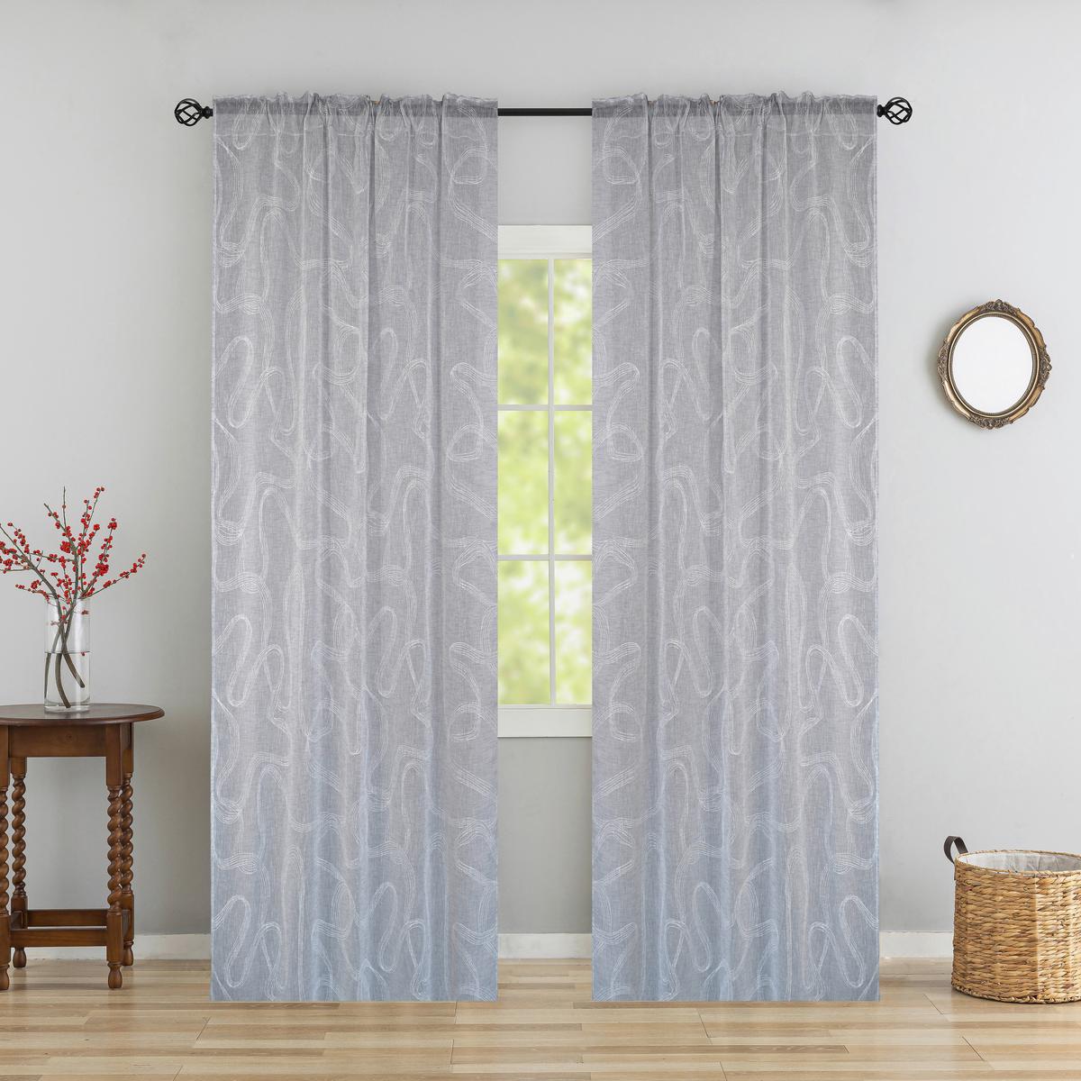 Fertigvorhang Valencia - Grau, MODERN, Textil (140/245cm) - Luca Bessoni