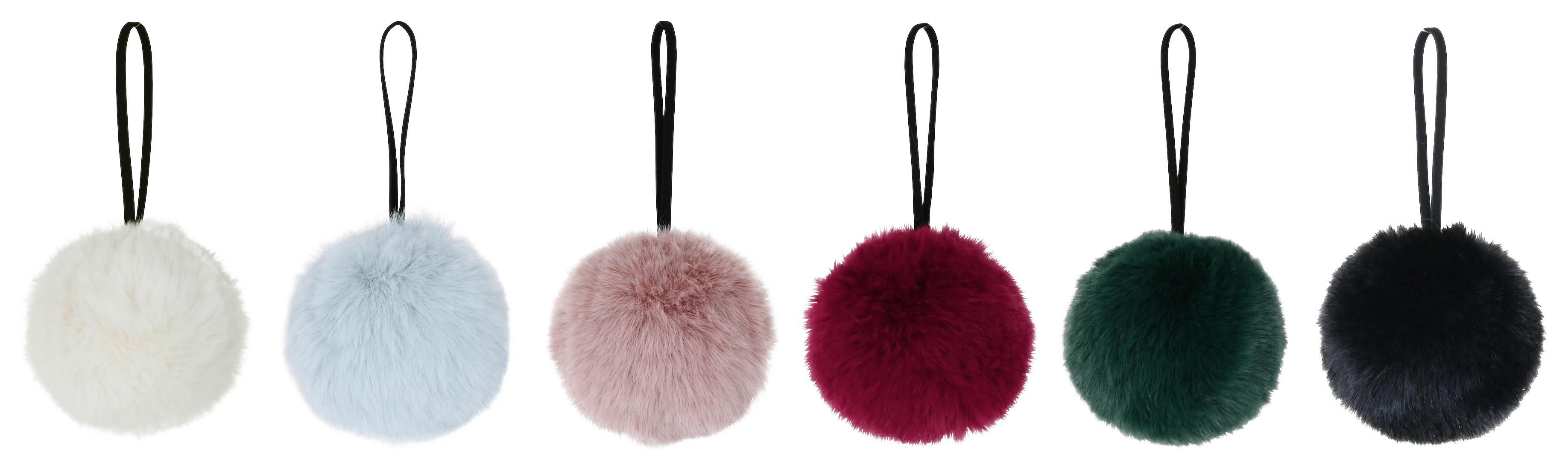 Závesná dekorácia FLUFFY - svetlomodrá/čierna, Modern, textil (10cm) - Mömax