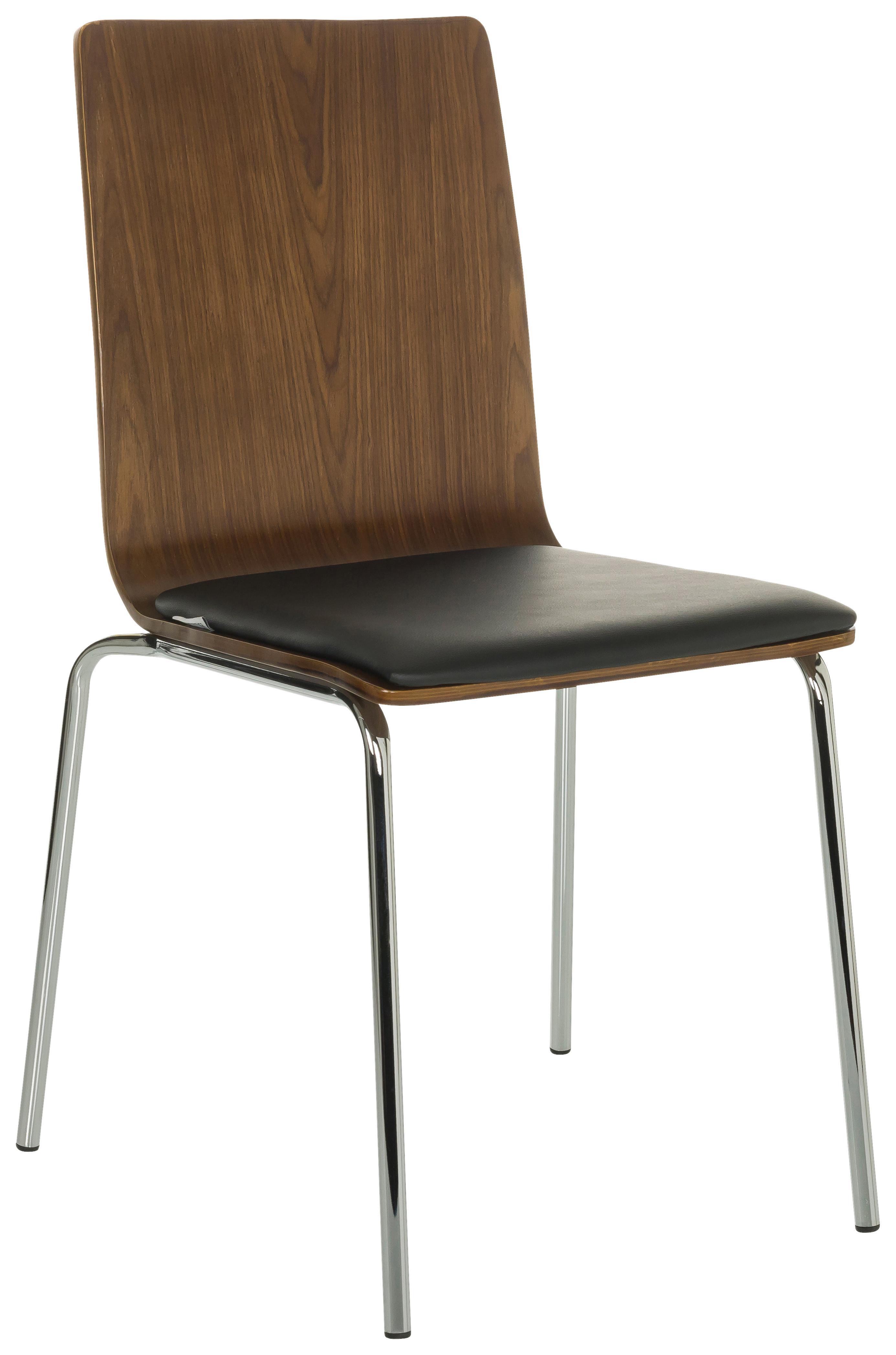 Besucherstuhl Peria - Silberfarben/Schwarz, Basics, Leder/Holz (50/86/55cm) - MID.YOU